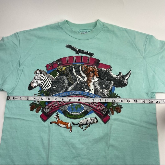 Vintage 90’s Teal CRES Zoological Soceity San Diego T-Shirt Single Stitch Sz L - Picture 3 of 9